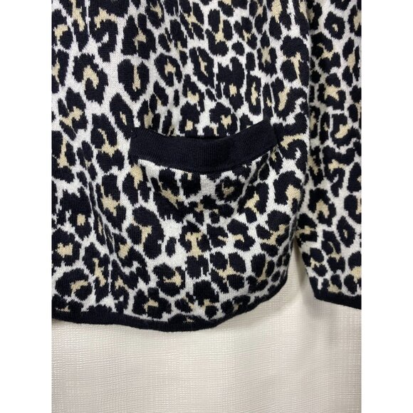 Lands End Sweater Women XL Knit Cardigan Animal Print Supima Cotton Leopard - Picture 5 of 7